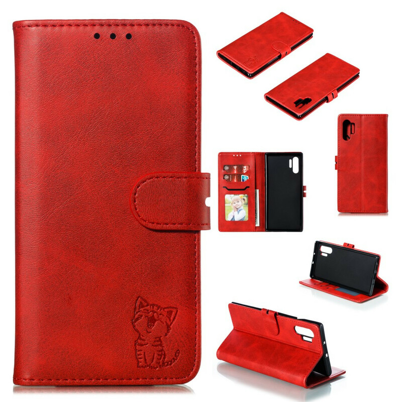 Housse Samsung Galaxy Note 10 Plus Simili Cuir Chaton Housse Samsung Galaxy Note 10 Plus Simili Cuir Chaton