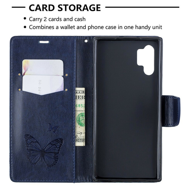 Housse Samsung Galaxy Note 10 Plus Magnifiques Papillons à Lanière