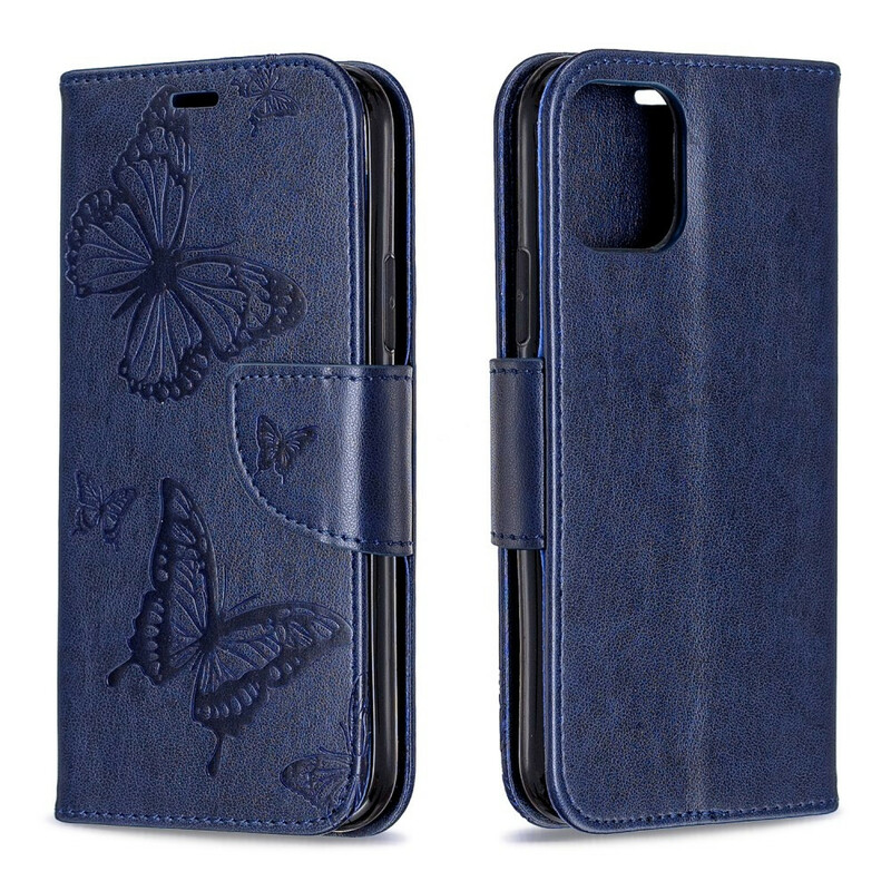 Housse iPhone 11 Papillons Imprimés à Lanière Housse iPhone 11 Papillons Imprimés à Lanière