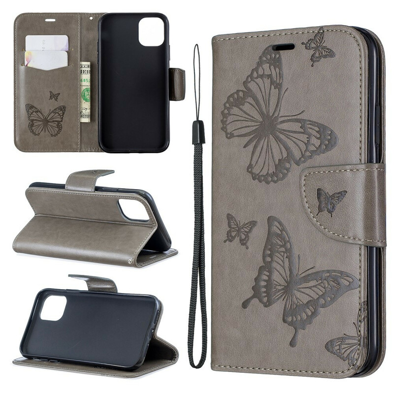 Housse iPhone 11R Papillons Imprimés à Lanière Housse iPhone 11R Papillons Imprimés à Lanière