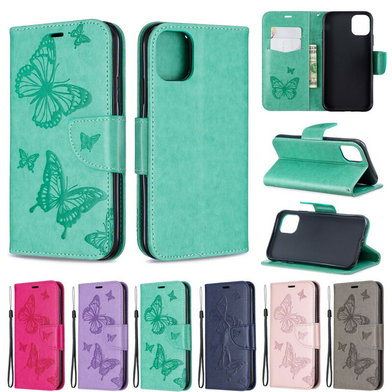 Housse iPhone 11R Papillons Imprimés à Lanière Housse iPhone 11R Papillons Imprimés à Lanière