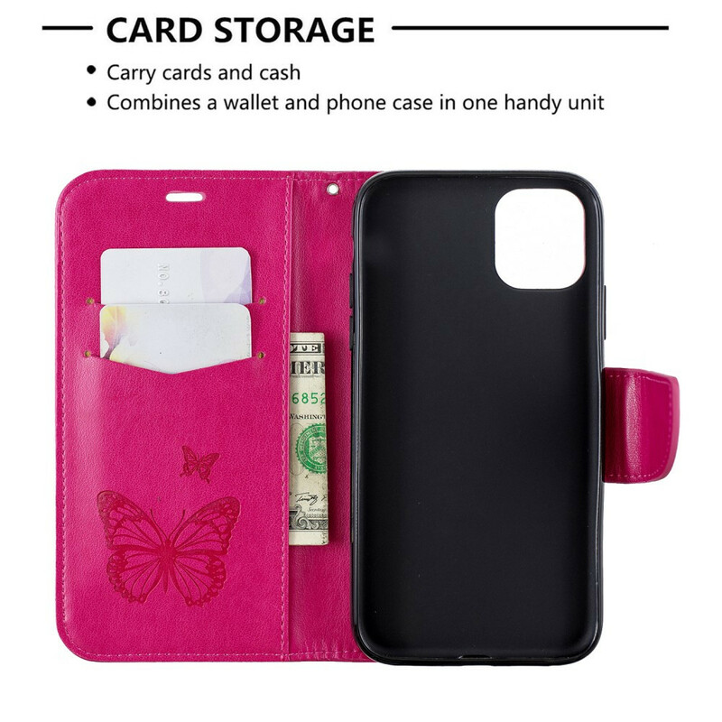 Housse iPhone 11R Papillons Imprimés à Lanière