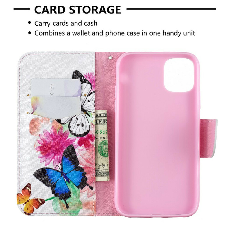 Housse iPhone 11R Papillons et Fleurs Peints