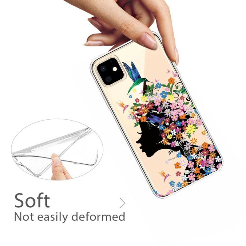 Coque iPhone 11 Jolie Tête Fleurie