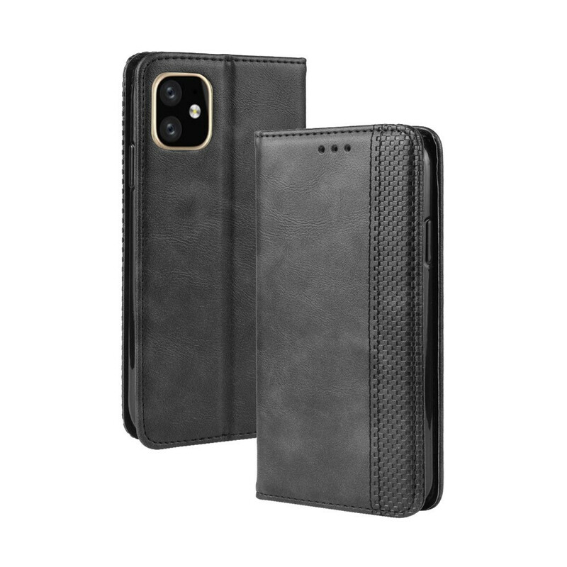 Flip Cover iPhone 11 Pro Max Effet Cuir Vintage Stylisé Flip Cover iPhone 11 Pro Max Effet Cuir Vintage Stylisé