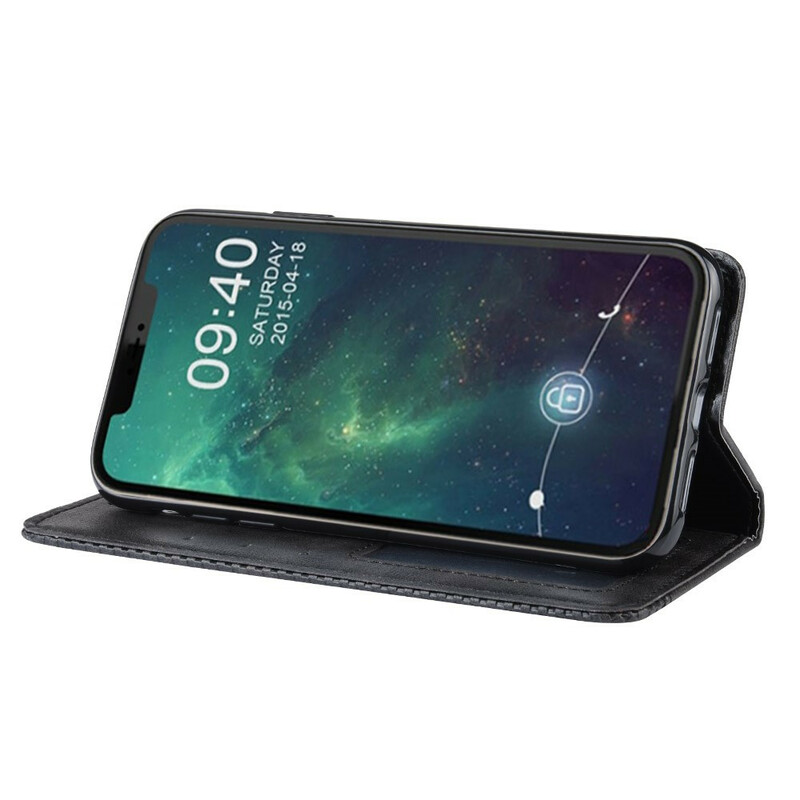 Flip Cover iPhone 11 Pro Max Effet Cuir Vintage Stylisé Flip Cover iPhone 11 Pro Max Effet Cuir Vintage Stylisé