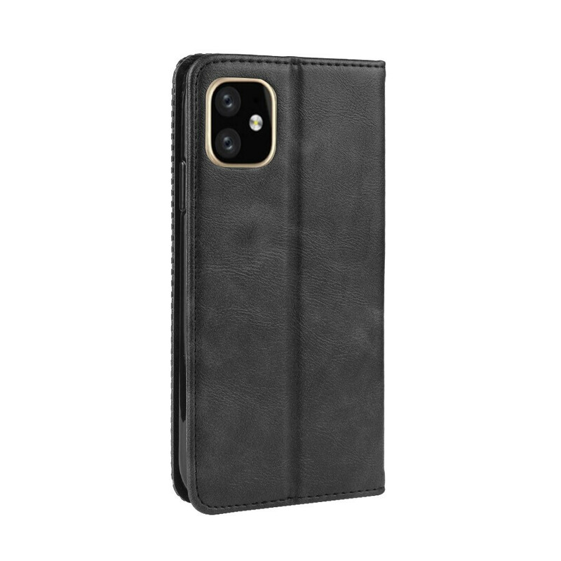 Flip Cover iPhone 11 Pro Max Effet Cuir Vintage Stylisé Flip Cover iPhone 11 Pro Max Effet Cuir Vintage Stylisé
