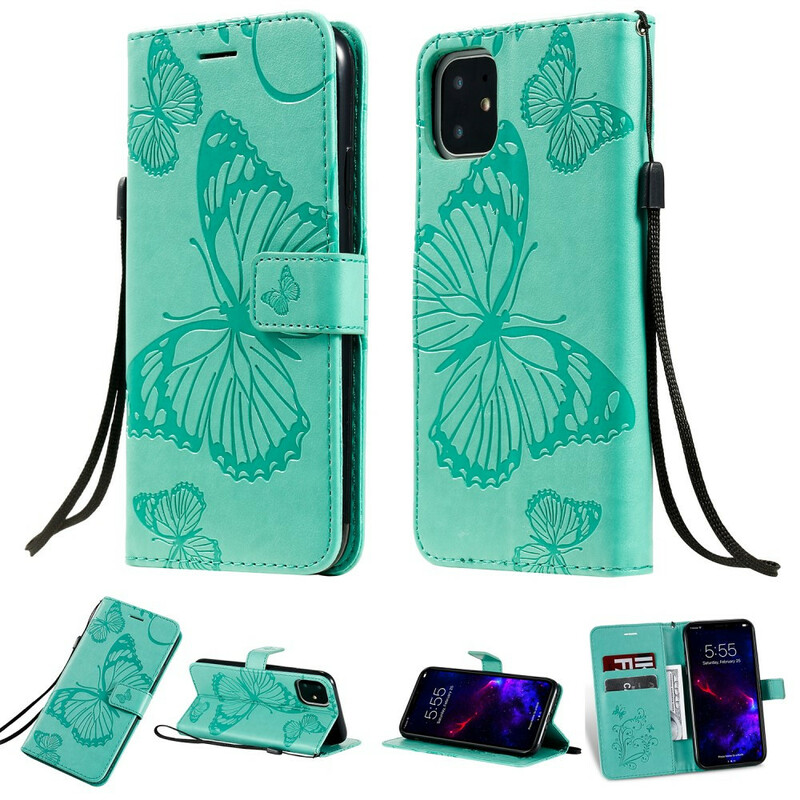 Housse iPhone 11 Papillons Géants à Lanière Housse iPhone 11 Papillons Géants à Lanière