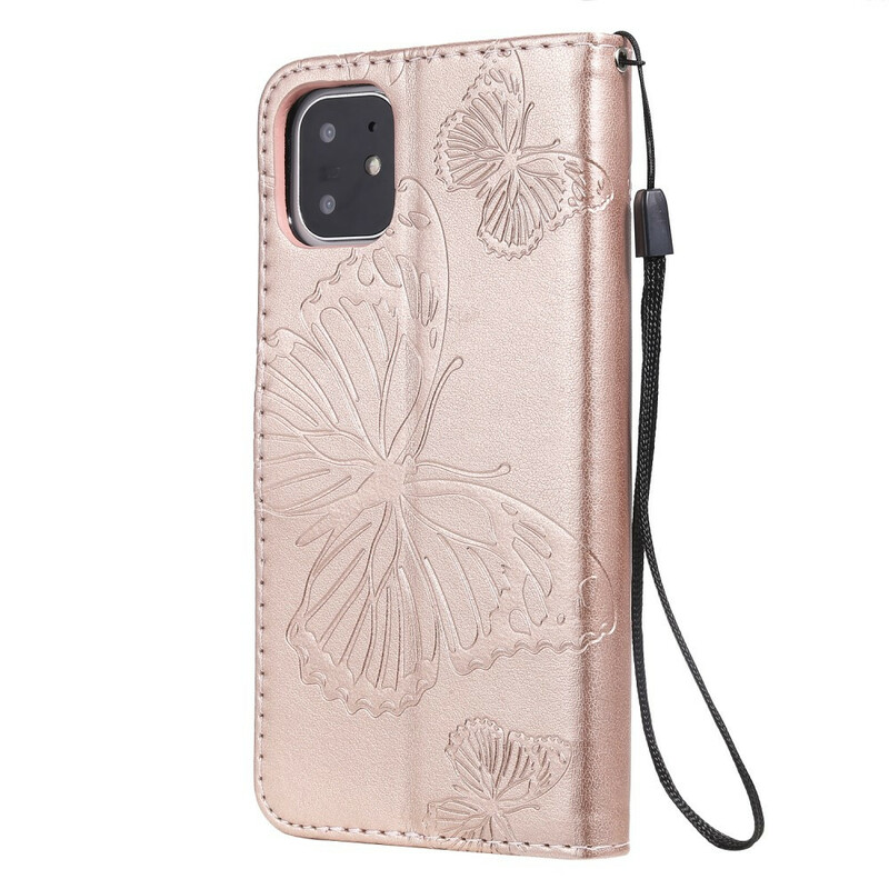 Housse iPhone 11 Papillons Géants à Lanière Housse iPhone 11 Papillons Géants à Lanière