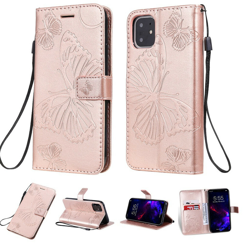 Housse iPhone 11 Papillons Géants à Lanière Housse iPhone 11 Papillons Géants à Lanière