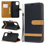 Housse iPhone 11 Pro Max Tissu et Effet Cuir à Lanière Housse iPhone 11 Pro Max Tissu et Effet Cuir à Lanière