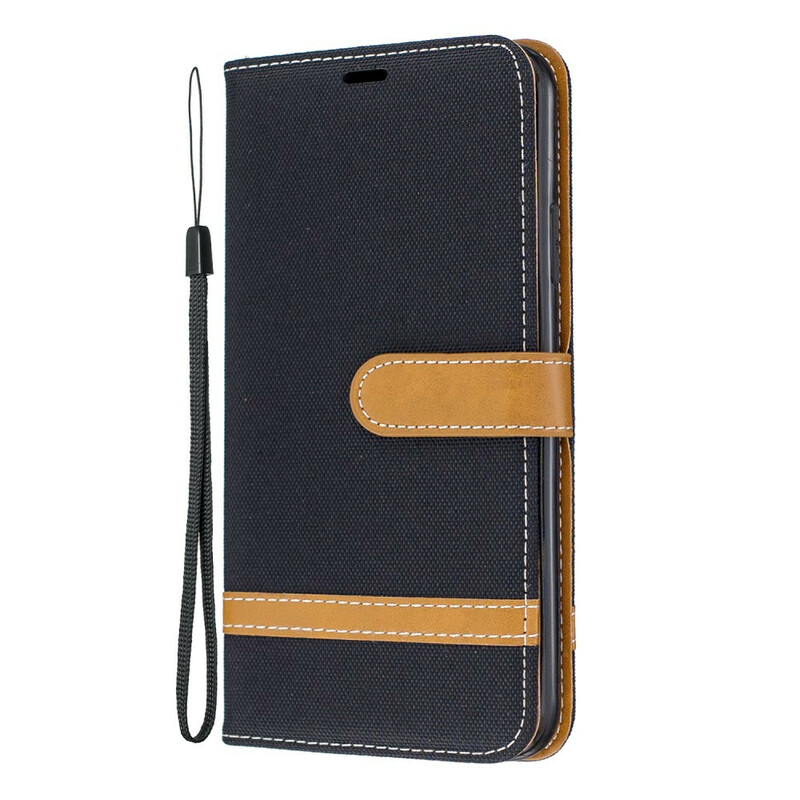 Housse iPhone 11 Pro Max Tissu et Effet Cuir à Lanière Housse iPhone 11 Pro Max Tissu et Effet Cuir à Lanière