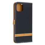 Housse iPhone 11 Pro Max Tissu et Effet Cuir à Lanière Housse iPhone 11 Pro Max Tissu et Effet Cuir à Lanière