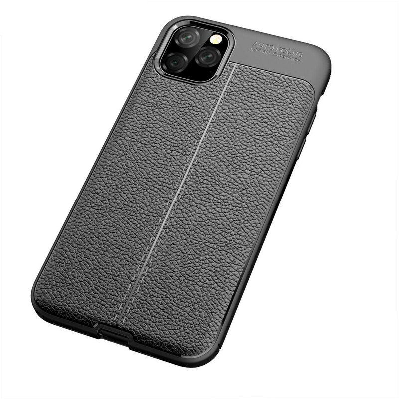 Coque iPhone 11 Pro Max Effet Cuir Litchi Double Line