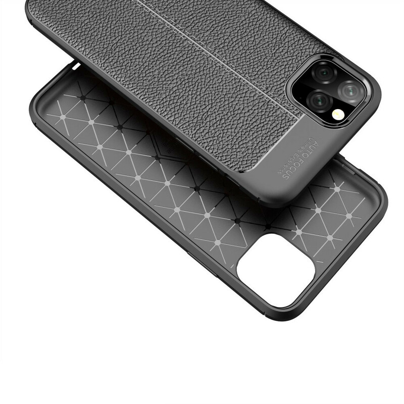 Coque iPhone 11 Pro Max Effet Cuir Litchi Double Line