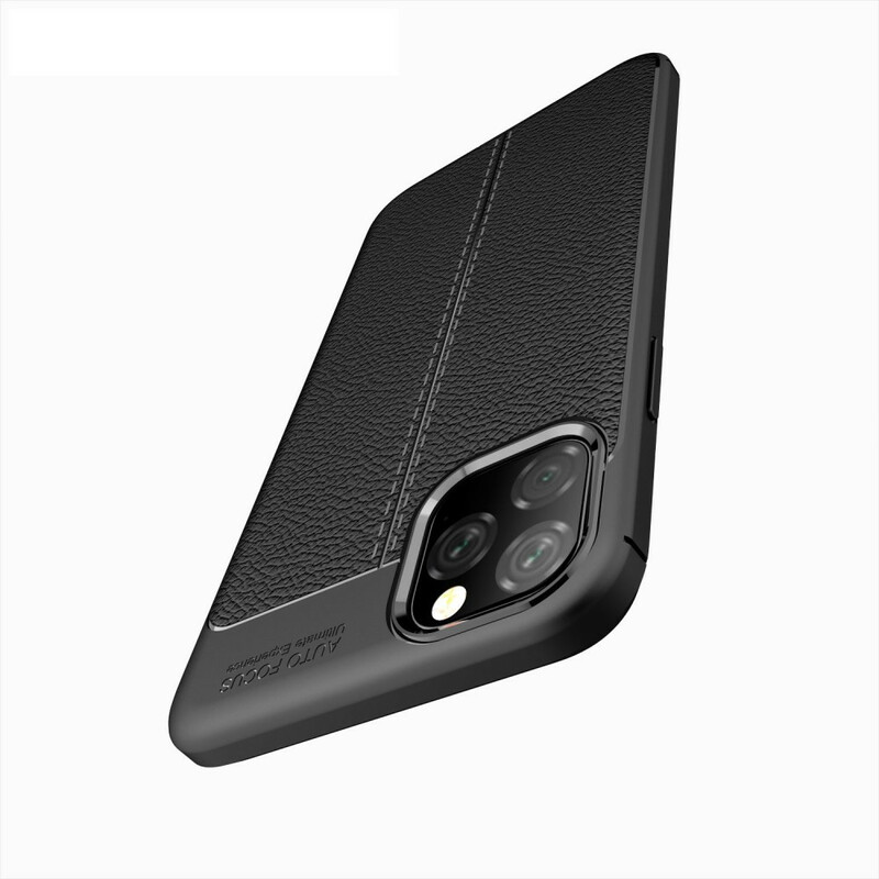 Coque iPhone 11 Pro Max Effet Cuir Litchi Double Line