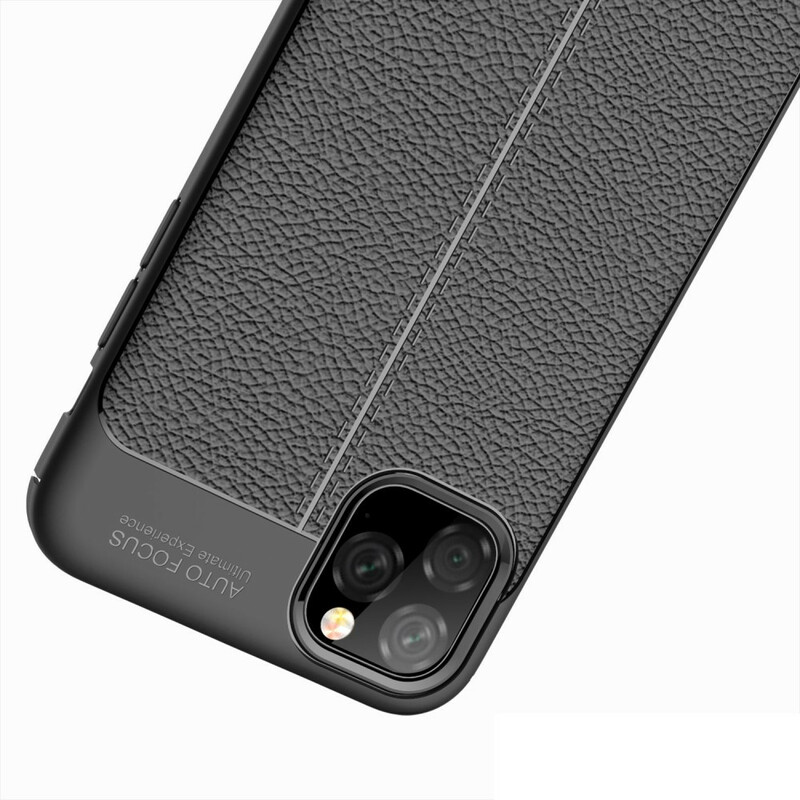 Coque iPhone 11 Pro Max Effet Cuir Litchi Double Line