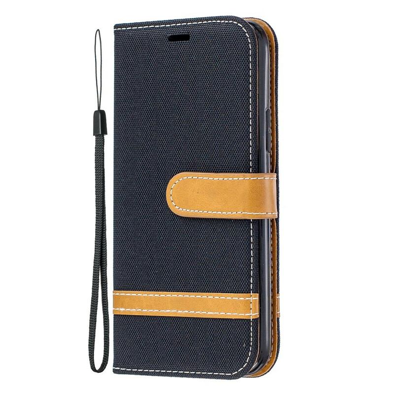 Housse iPhone 11 Pro Tissu et Effet Cuir à Lanière Housse iPhone 11 Pro Tissu et Effet Cuir à Lanière