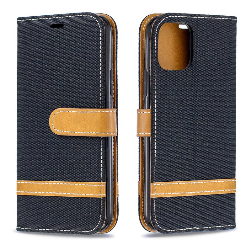 Housse iPhone 11 Pro Tissu et Effet Cuir à Lanière Housse iPhone 11 Pro Tissu et Effet Cuir à Lanière