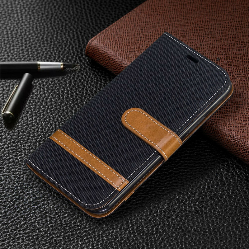 Housse iPhone 11 Pro Tissu et Effet Cuir à Lanière Housse iPhone 11 Pro Tissu et Effet Cuir à Lanière