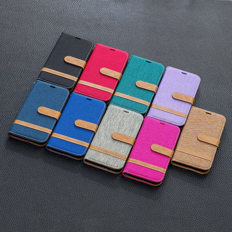 Housse iPhone 11 Pro Tissu et Effet Cuir à Lanière Housse iPhone 11 Pro Tissu et Effet Cuir à Lanière