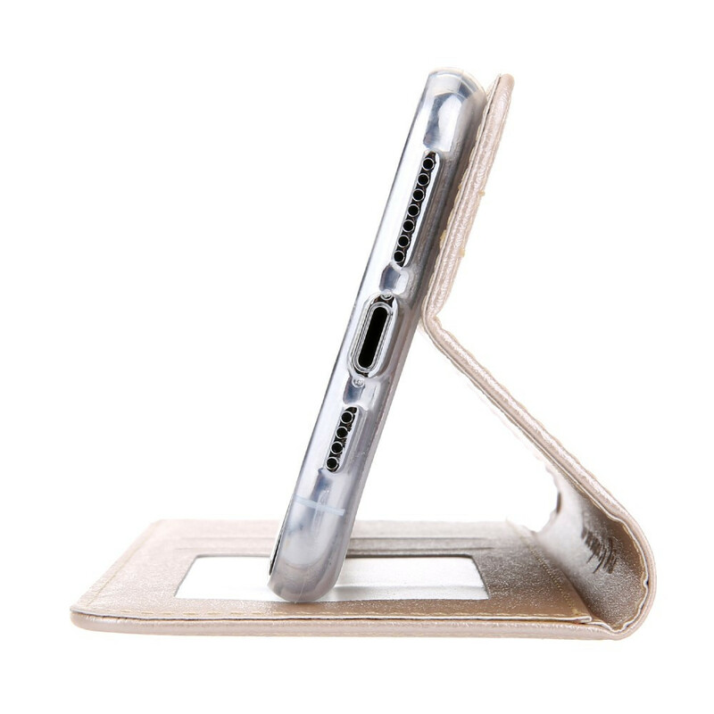 Flip Cover iPhone 11 Pro Max Effet Cuir Texture Soie Flip Cover iPhone 11 Pro Max Effet Cuir Texture Soie
