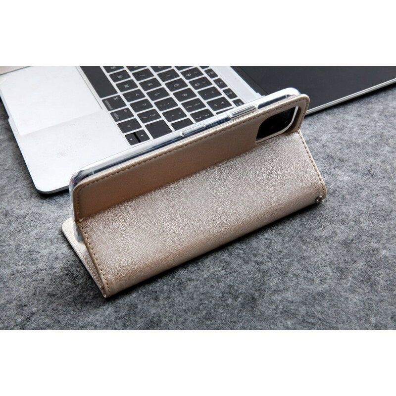 Flip Cover iPhone 11 Pro Max Effet Cuir Texture Soie Flip Cover iPhone 11 Pro Max Effet Cuir Texture Soie