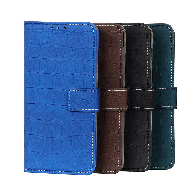 Housse iPhone 11 Effet Peau de Crocodile Coutures Housse iPhone 11 Effet Peau de Crocodile Coutures