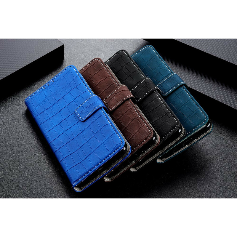 Housse iPhone 11 Effet Peau de Crocodile Coutures Housse iPhone 11 Effet Peau de Crocodile Coutures