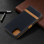 Housse iPhone 11 Tissu et Effet Cuir à Lanière Housse iPhone 11 Tissu et Effet Cuir à Lanière