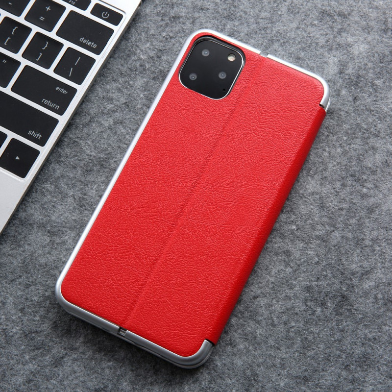 Flip Cover iPhone 11 Pro Simili Cuir CMAI2 Rebords Métallisés