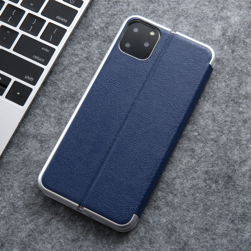 Flip Cover iPhone 11 Pro Simili Cuir CMAI2 Rebords Métallisés