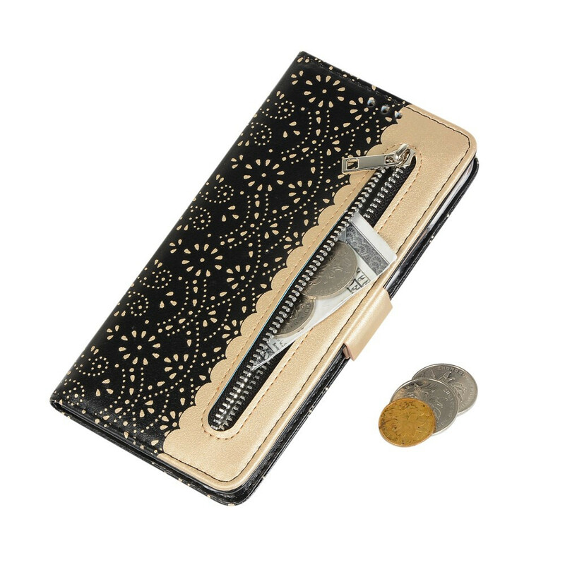Housse iPhone 11 Dentelle Porte-Monnaie à Lanière