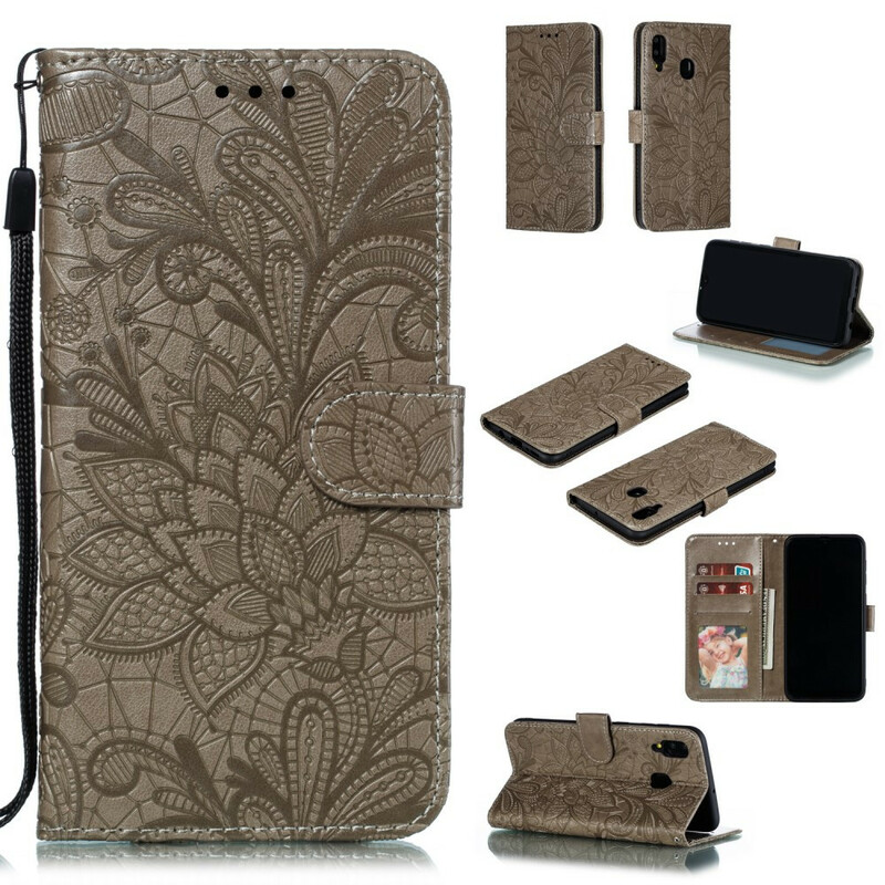 Housse Samsung Galaxy A30 Fleurs Tribales à Lanière Housse Samsung Galaxy A30 Fleurs Tribales à Lanière