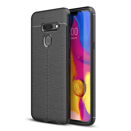Coque LG G8 ThinQ Effet Cuir Litchi Double Line