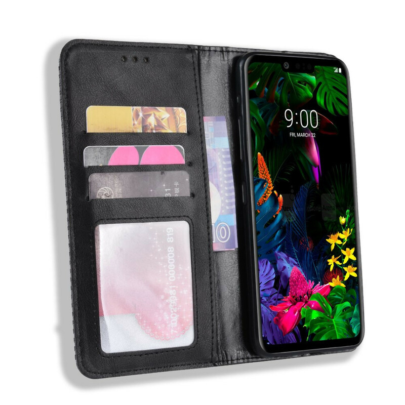 Flip Cover LG G8 ThinQ Effet Cuir Vintage Stylisé Flip Cover LG G8 ThinQ Effet Cuir Vintage Stylisé