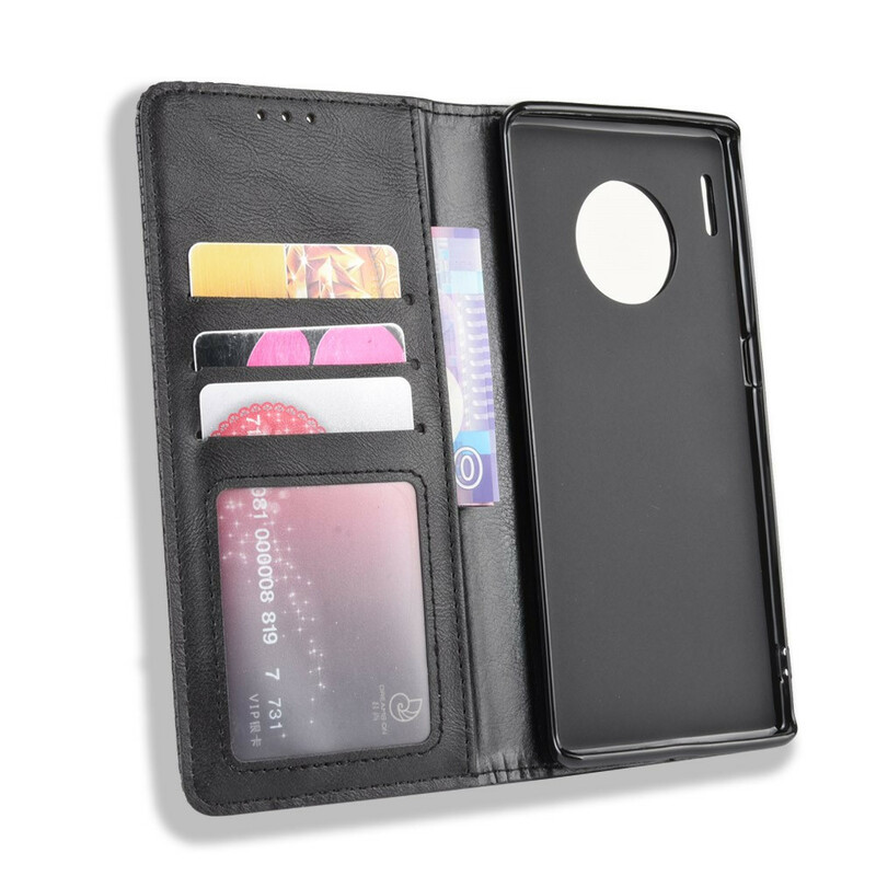 Flip Cover Huawei Mate 30 Pro Effet Cuir Vintage Stylisé Flip Cover Huawei Mate 30 Pro Effet Cuir Vintage Stylisé