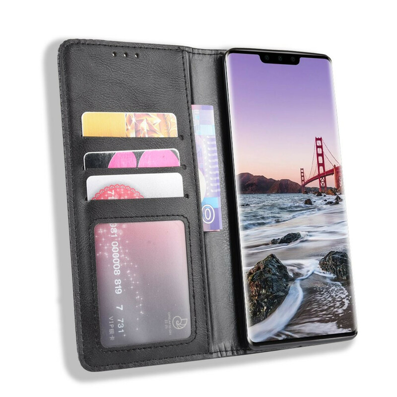 Flip Cover Huawei Mate 30 Pro Effet Cuir Vintage Stylisé Flip Cover Huawei Mate 30 Pro Effet Cuir Vintage Stylisé
