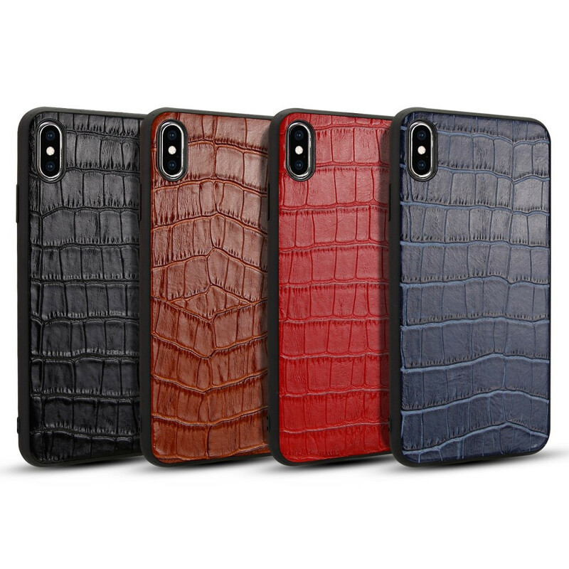 Coque iPhone X Véritable Cuir Texture Crocodile