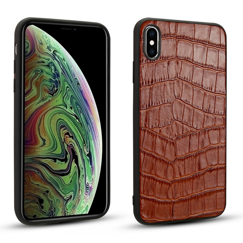 Coque iPhone X Véritable Cuir Texture Crocodile Coque iPhone X Véritable Cuir Texture Crocodile