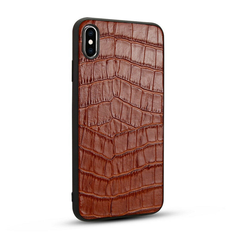 Coque iPhone X Véritable Cuir Texture Crocodile Coque iPhone X Véritable Cuir Texture Crocodile