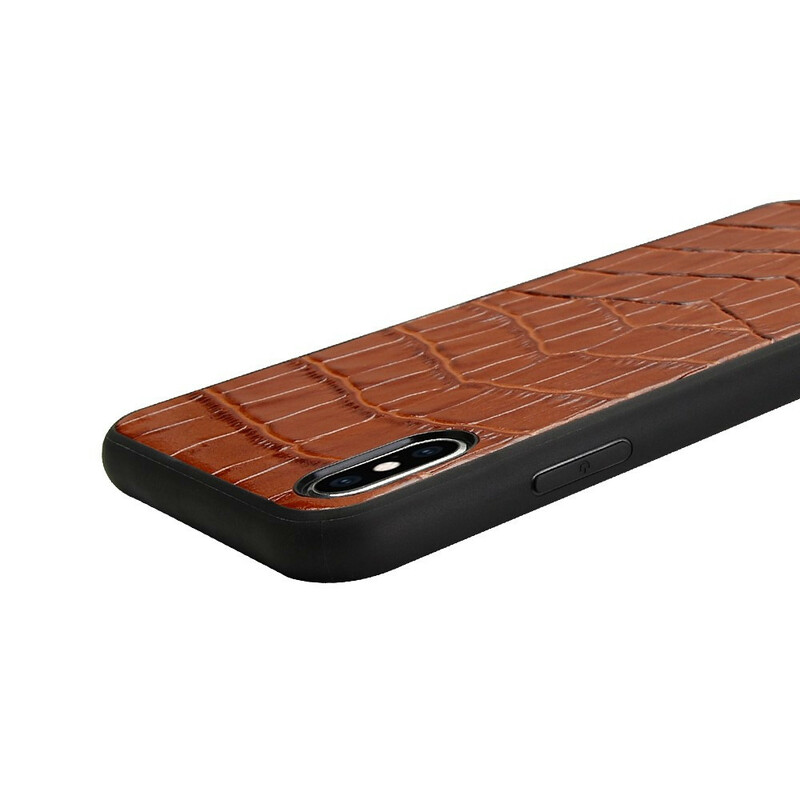 Coque iPhone X Véritable Cuir Texture Crocodile Coque iPhone X Véritable Cuir Texture Crocodile