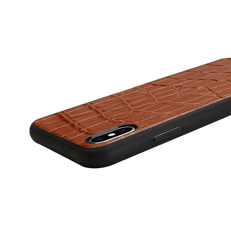 Coque iPhone X Véritable Cuir Texture Crocodile