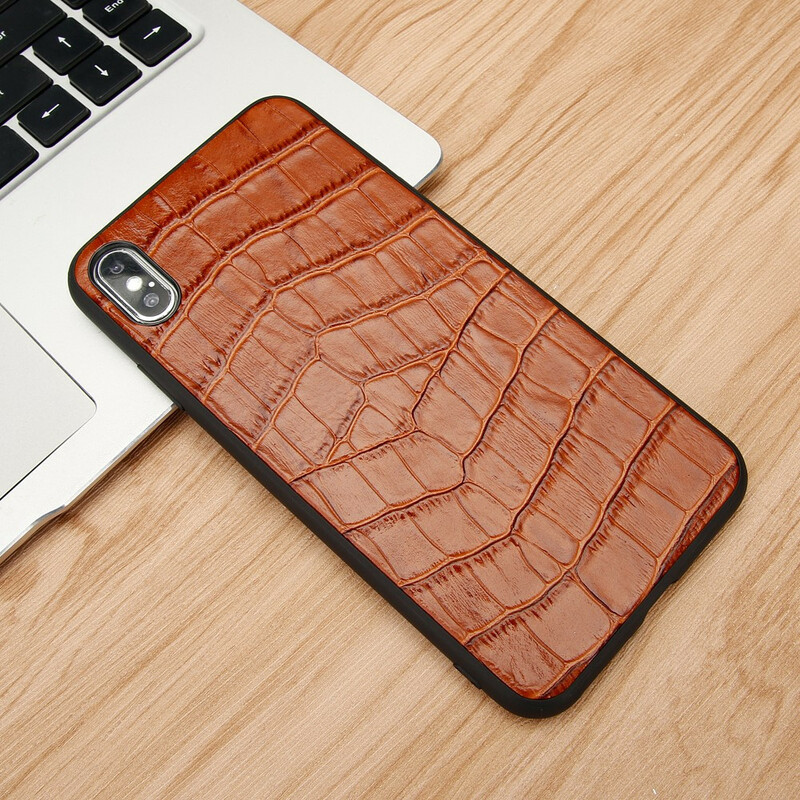 Coque iPhone X Véritable Cuir Texture Crocodile