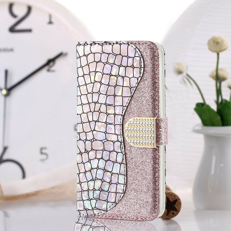 Housse iPhone X Croco Diamants