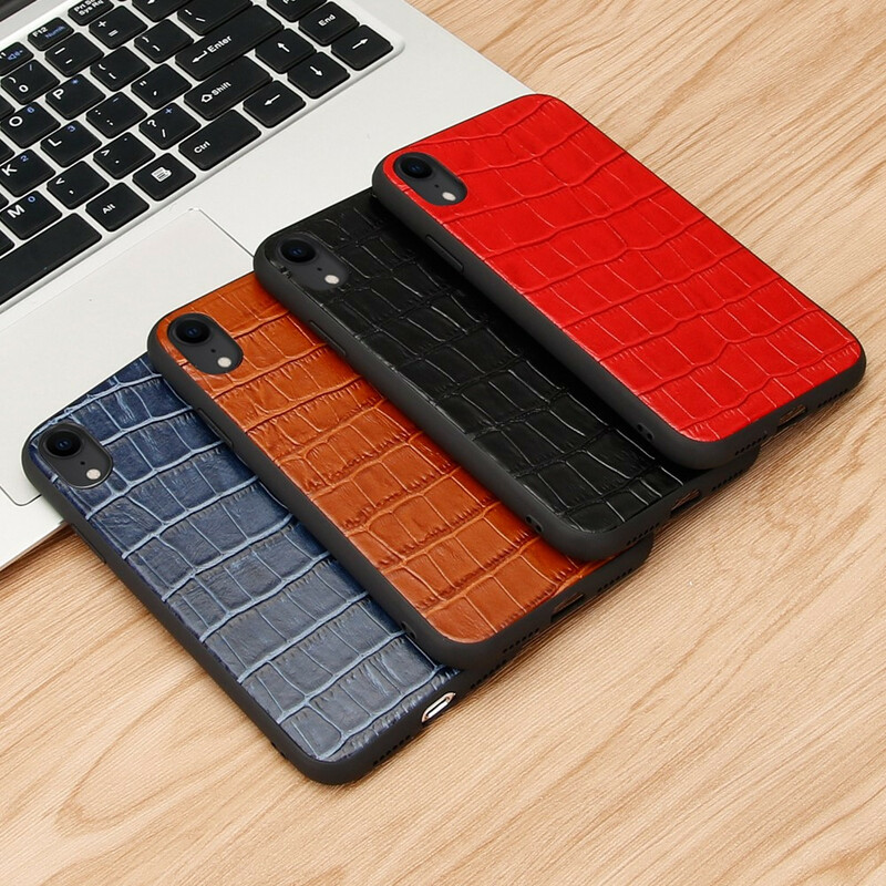 Coque iPhone XR Véritable Cuir Texture Crocodile Coque iPhone XR Véritable Cuir Texture Crocodile