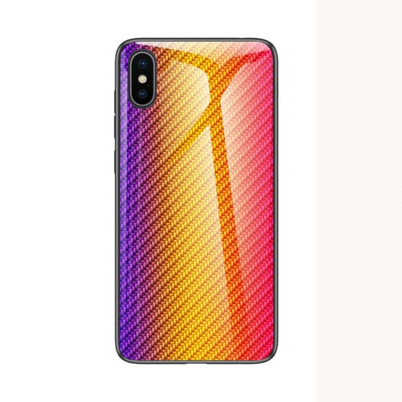 Coque iPhone X Verre Trempé Fibre Carbone