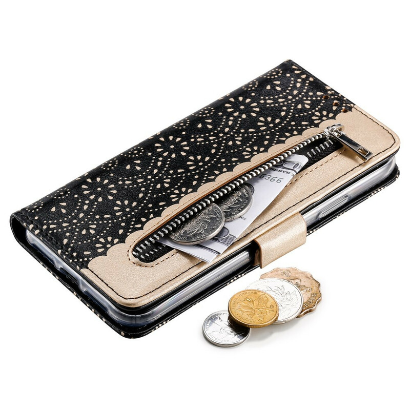 Housse iPhone XR Dentelle Porte-Monnaie à Lanière Housse iPhone XR Dentelle Porte-Monnaie à Lanière