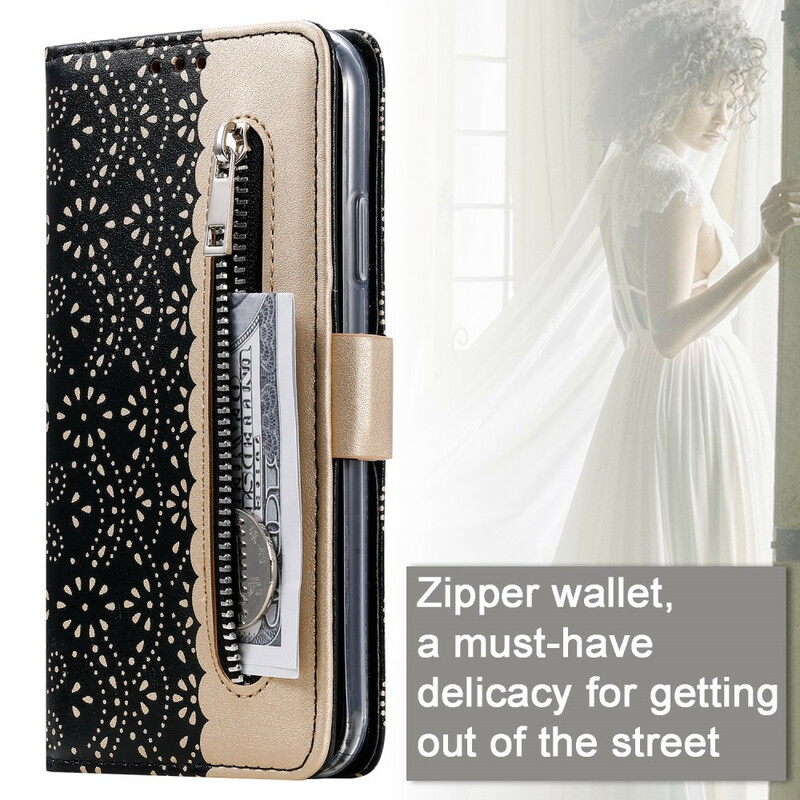 Housse iPhone XR Dentelle Porte-Monnaie à Lanière Housse iPhone XR Dentelle Porte-Monnaie à Lanière