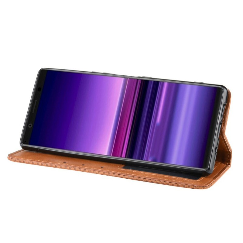 Flip Cover Sony Xperia 5 Effet Cuir Vintage Stylisé Flip Cover Sony Xperia 5 Effet Cuir Vintage Stylisé